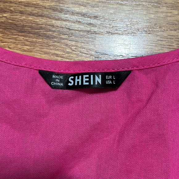 SHEIN Plunging Neck Ruffle Trim Bow Tie Front Top size L - Picture 9 of 14